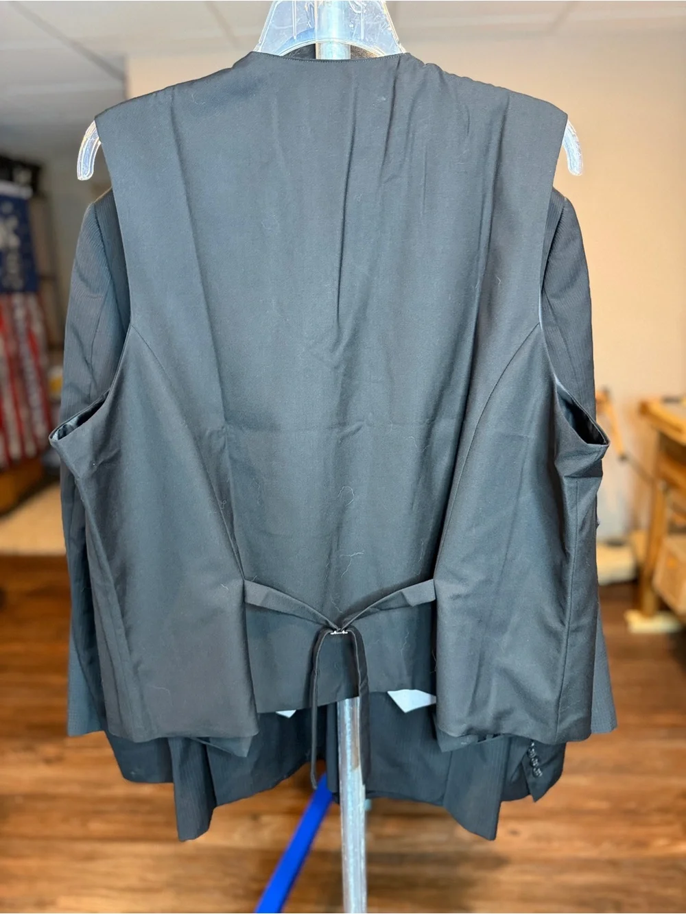 COOFANDY Black Blazer with Gray Integrated Vest